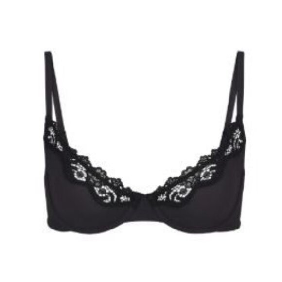 NWT SKIMS FITS EVERYBODY LACE UNLINED DEMI BRA ONYX 34D - Picture 1 of 2